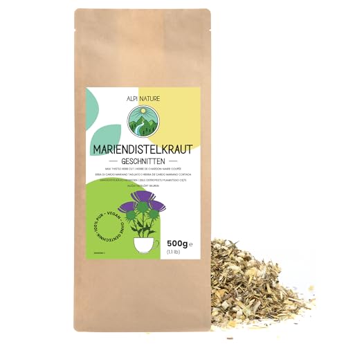 Mariendistel 500g von Alpi Nature, Mariendistelkraut getrocknet und geschnitten für die Zubereitung von Mariendistel Tee und Kräutertee von Alpi Nature