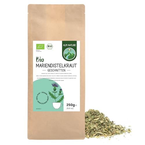 Mariendistel BIO 250g von Alpi Nature, Mariendistelkraut bio getrocknet und geschnitten für die Zubereitung von Mariendistel Tee und Kräutertee von Alpi Nature