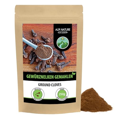 Nelken gemahlen (250g), Gewürznelken Pulver schonend gemahlen, Gewürznelken gemahlen 100% naturrein und schonend getrocknet von Alpi Nature