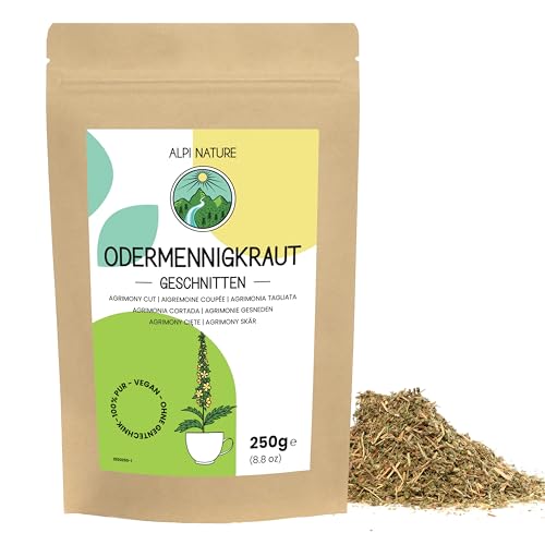 Odermennig Tee 250g von Alpi Nature, Tee lose, Odermennigkraut getrocknet und geschnitten, Agrimonia Eupatoria zur Zubereitung von Odermenningtee und Kräutertee von Alpi Nature