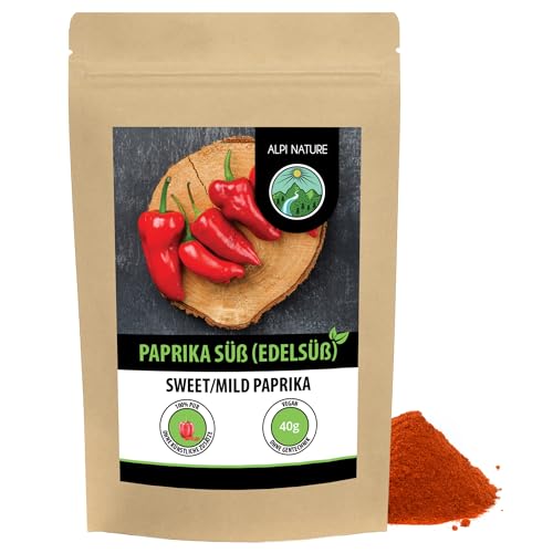 Paprika edelsüß (40g), Paprika gemahlen süß, Paprikapulver in wiederverschließbare Verpackung von Alpi Nature