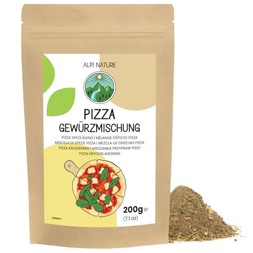 Pizza Gewürz 200g von Alpi Nature, Pizza Gewürzmischung, italienische Gewürzmischung, italienische Gewürze, italienische Kräuter, Kräuter Gewürze für Pizza Sauce und italienische Spezialitäten von Alpi Nature