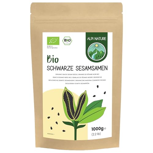 Sesamkörner Schwarz BIO 1kg von Alpi Nature, bio Sesam schwarz, schwarzer Sesam, schwarzer Sesamkörner, Sesam Samen, Sesamsamen roh, von Natus aus vegan, glutenfrei von Alpi Nature