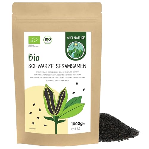 Sesamkörner Schwarz BIO 1kg von Alpi Nature, bio Sesam schwarz, schwarzer Sesam, schwarzer Sesamkörner, Sesam Samen, Sesamsamen roh, von Natus aus vegan, glutenfrei von Alpi Nature