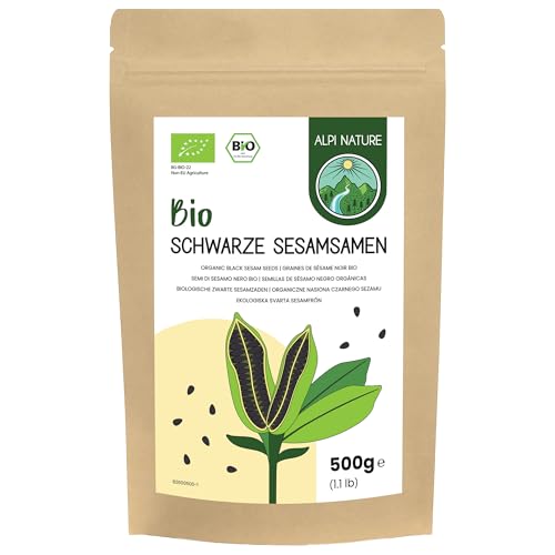 Sesamkörner Schwarz BIO 500g von Alpi Nature, bio Sesam schwarz, schwarzer Sesam, schwarzer Sesamkörner, Sesam Samen, Sesamsamen roh, von Natus aus vegan, glutenfrei von Alpi Nature