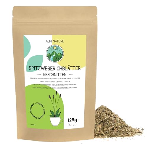 Spitzwegerich 125g von Alpi Nature, Tee lose, Spitzwegerich Blätter, Spitzwegerich getrocknet zur Zubereitung von Spitzwegerich Tee, Wegerich Tee und Kräutertee von Alpi Nature