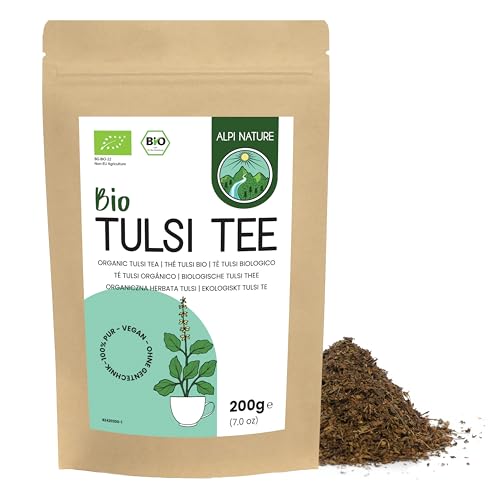 Tulsi Tee BIO 200g von Alpi Nature, Tulsikraut gerebelt, Tulsi Holy Basil, Indisches Basilikum, Heiliges Basilikum getrocknet zur Zubereitung von Tee Tulsi, Holy Basil Tea und Tulsi Tea von Alpi Nature