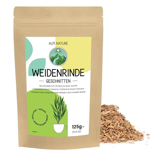 Weidenrinde geschnitten 125g von Alpi Nature, Tee lose, Weidenrindentee, Weidenrinden weiß zur Zubereitung von Weidenrinde Tee und Kräutertee von Alpi Nature