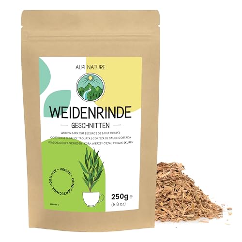 Weidenrinde geschnitten 250g von Alpi Nature, Tee lose, Weidenrindentee, Weidenrinden weiß zur Zubereitung von Weidenrinde Tee und Kräutertee von Alpi Nature