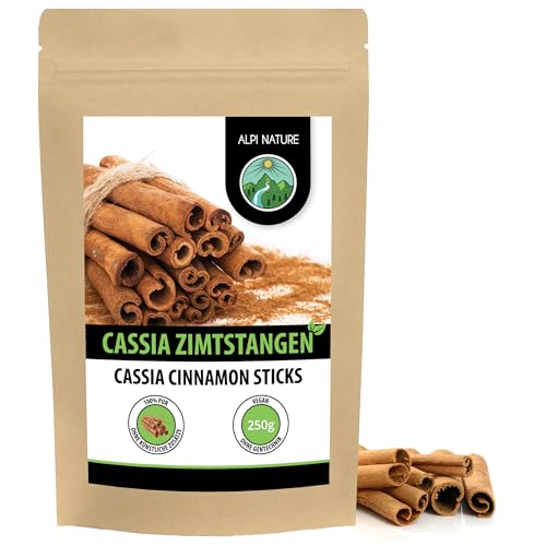 Zimtstangen Cassia (250g), Cassia Zimt ganz 7-8cm, 100% naturrein, schonend getrocknet, natürlich ohne Zusätze, vegan von Alpi Nature