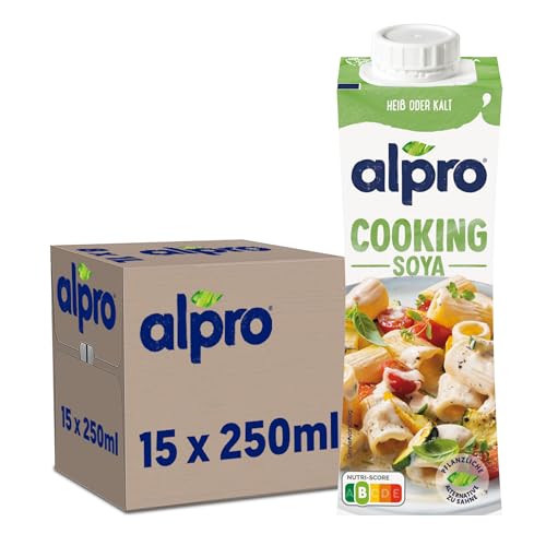 Alpro Cooking Soya – Vegane Kochcreme aus Soya mit neutralem Geschmack für heiße und kalte Gerichte – 15 x 250 ml von Alpro