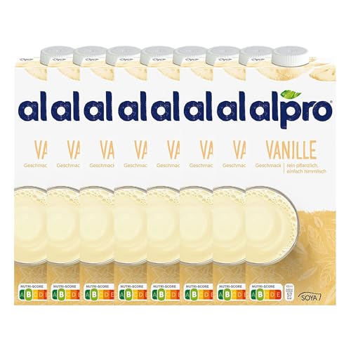 8x Alpro Vanille Drink Sojadrink Vanillegeschmack je 1 Liter vegan & laktosefrei von Alpro