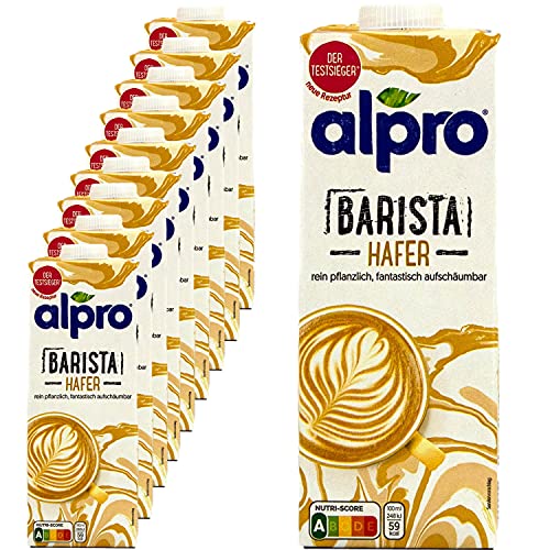 Alpro - 10er Pack Haferdrink Barista 1 Liter - Oat Hafer Drink 100 % pflanzlich zum Aufschäumen für Kaffee, Shakes und Smoothies von Alpro