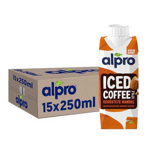 Alpro Iced Coffee Geröstete Mandel – Kaffee mit Mandeldrink – Von Natur aus laktose- und glutenfrei – Vegan und ideal für unterwegs – 15 x 250 ml von Alpro