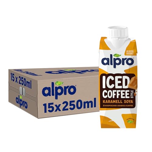 Alpro Iced Coffee Karamell Soja – Kaffee mit Sojadrink und Karamell – Von Natur aus laktose- und glutenfrei – Vegan und ideal für unterwegs – 15 x 250 ml von Alpro