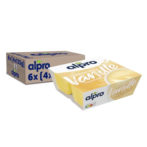 Alpro Soya-Dessert Feine Vanille – Auf Soyabasis – Vegan und von Natur aus laktosefrei – Reich an Calcium und Vitaminen – 6 x (4 x 125) g von Alpro