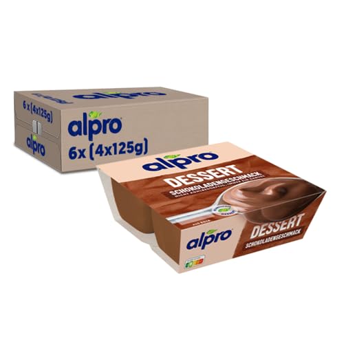 Alpro Soya-Dessert Schokoladengeschmack – Auf Soyabasis – Vegan und von Natur aus laktosefrei – Reich an Calcium und Vitaminen – 6 x (4 x 125) von Alpro