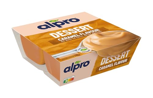 Alpro Soya-Dessert Karamellgeschmack – Auf Soyabasis – Vegan und von Natur aus laktosefrei – Reich an Calcium und Vitaminen – 4 x 125 g von Alpro