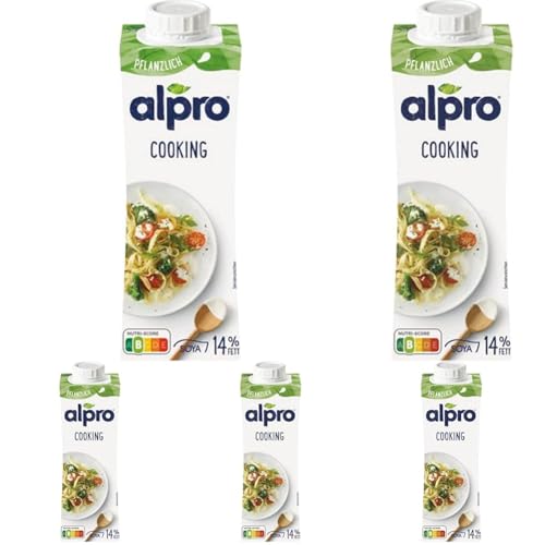 Alpro Soja-Kochcrème Cooking, Vegan, Laktosefrei, Glutenfrei, UHT, 250ml (Packung mit 5) von Alpro