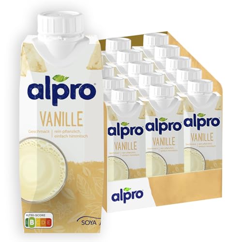 Alpro Sojadrink, Vanillegeschmack, Pflanzlicher Drink, Vegan, Laktosefrei, Glutenfrei, UHT, 15x250ml, 15er Pack von Alpro