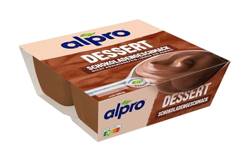 Alpro Soya-Dessert Schokoladengeschmack – Auf Soyabasis – Vegan und von Natur aus laktosefrei – Reich an Calcium und Vitaminen – 4 x 125 g von Alpro