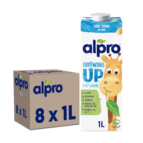 Alpro Soya Growing-Up Long Life Drink auf pflanzlicher Basis, vegan und milchfrei, 1 Liter (8er-Packung) von Alpro
