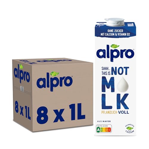 Alpro This is Not Milk 3,5 Prozent – Vegan und milchfrei – Von Natur aus laktosefrei – Reich an Ballaststoffen, Calcium und Vitaminen – 8 x 1 L – Haltbar von Alpro