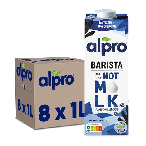 Alpro This is Not Milk Barista – Zum Aufschäumen – Vegan und milchfrei – Von Natur aus laktosefrei – Reich an Ballaststoffen, Calcium und Vitaminen – 8 x 1 L – Haltbar von Alpro