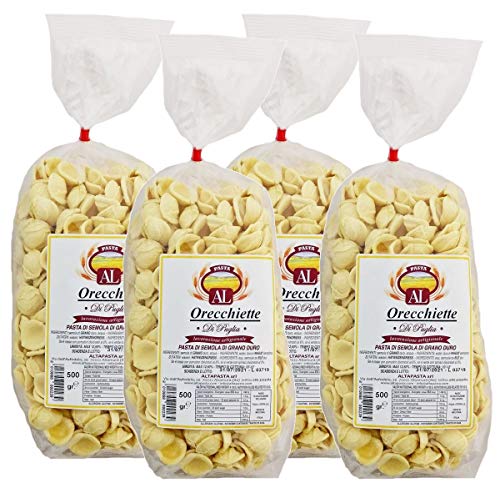 Frische Orecchiette Nudeln aus Italien 4x 500g - Original Orecchiette Pasta - trafila in bronzo - Handwerkliche Verarbeitung von Altapasta