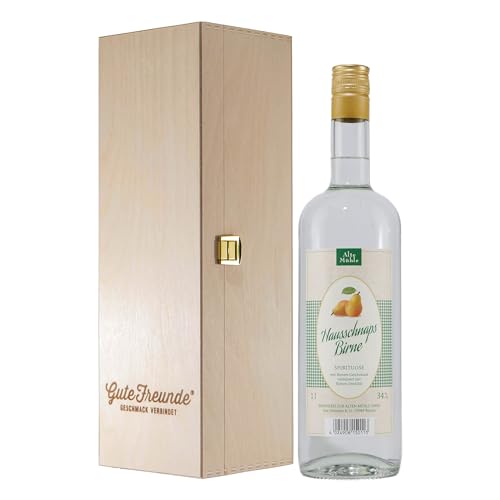 Alte Mühle Birnen - Schnaps mit Geschenk-Holzkiste von Alte Mühle