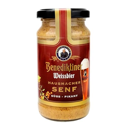 Altenburger Original Benediktiner Hausmacher Senf, 200ml im Glas, süßer Senf verfeinert mit dunklem Benediktiner Weißbier von Altenburger Original