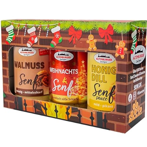 Altenburger Original Weihnachts Kiste, Geschenkbox mit 3 pikanten Spezialitäten aus der Senfmanufaktur zu Altenburg von Altenburger Original