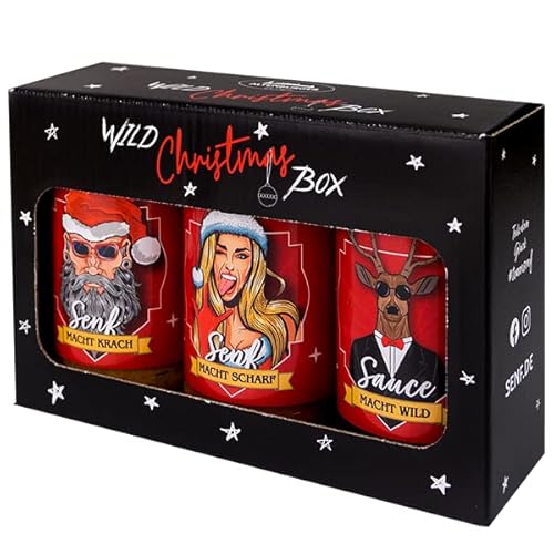 Altenburger Original Wild Christmas Box gefüllt mit Senf und Sauce, Geschenkbox mit 3 Spezialitäten aus der Senfmanufaktur zu Altenburg von Altenburger Original