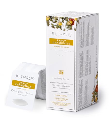 Althaus Tee FANCY CHAMOMILE ⋅ Kräutertee im großen Teenetz ⋅ GRAND PACK ⋅ Kamillentee mit Zimtnote ⋅ 15 x 3,3 g von Althaus