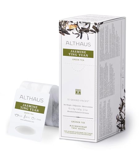 Althaus Tee JASMINE TING YUAN ⋅ Grüner Jasmintee im großen Teenetz ⋅ GRAND PACK ⋅ Grüner Tee mit dem Aroma der Jasminblüten ⋅ 15 x 4g von Althaus