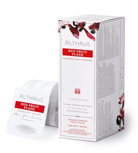 Althaus Tee RED FRUIT FLASH ⋅ Früchtetee im großen Teenetz ⋅ GRAND PACK ⋅ Roter Früchtetee mit intensivem Beerengeschmack ⋅ 15 x 4g von Althaus