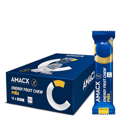 AMACX Energie-Riegel Fruit Chew 51% Frucht - Power Bar für Ausdauersport, Powerriegel vegan, gluten- & laktosefrei - Energy Riegel mit Kohlenhydratverhältnis 2:1 - Sportriegel 12er Pack - Piña von Amacx