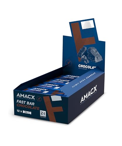 AMACX Energie Fast Bar mit 40% Mandelanteil - Vegane Riegel 12er Pack - Healthy Snacks für Ausdauersportler - Power Bar mit Kohlenhydratverhältnis 2:1 - Chocolate von Amacx