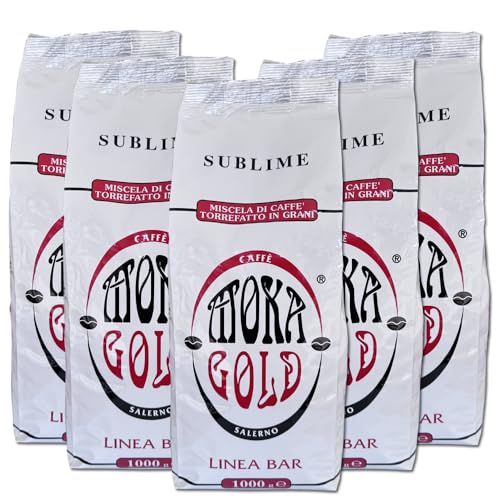 Moka Gold Linie Sublime – 5 Beutel à 1 kg – Kaffeebohnen mit raffiniertem Geschmack – Arabische Mischung – Ideal für Bars und Restaurants – Aroma-Verpackung von Amanti taste and passion