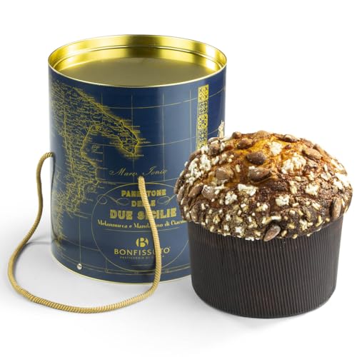 Panettone Artigianale Le Due Sicilie | Bonfissuto | Sizilianisches Gebäck | Canicattì Sicilia | 1 kg | Mandeln | Süßes Weihnachten | Weihnachtsgeschenk von Amanti taste and passion