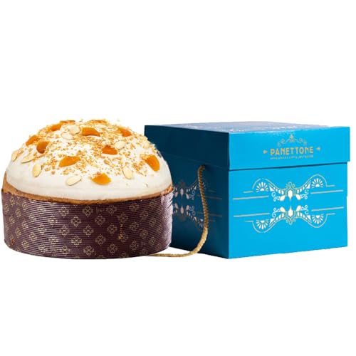 Panettone Handwerk Cafona del Vesuvio - Aprikose Pellecchiella - Weiße Schokolade - Granella Amaretti di Saronno - 1 kg - Casa Infante - Napoli von Amanti taste and passion