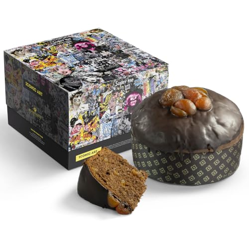 Panettone aus dunkler Schokolade und Aprikosen, Bonfissuto, sizilianisches Gebäck, Canicattì Sicilia | 1 kg | Sammelpackung Iconic Art | Süßes Weihnachten | Weihnachtsgeschenk von Amanti taste and passion