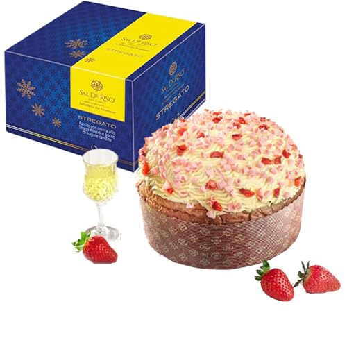 Panettone handgefertigt Verhext | Sal DeRiso | gefüllt mit Alberti Hexe Creme | Tropfen von Erdbeeren Süßes Weihnachten | 1 kg | Exzellenz Kampanien | Minori Costa d'Amalfi von Amanti taste and passion