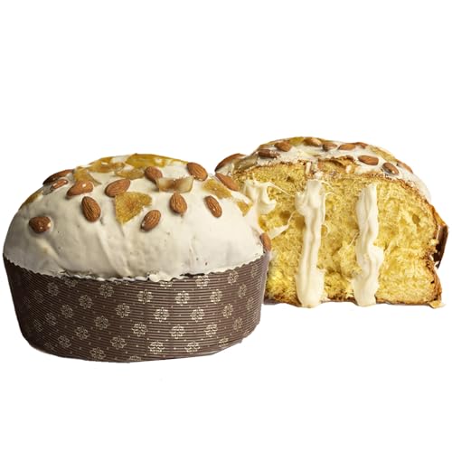 Panettone mit Feigen del Cilento und Mandeln, gefüllt mit weißer Schokoladencreme, ohne Rosinen und Kandidaten, Gebäck La Torraca, 1,2 kg, Cilento, Kampanien, Süße Weihnachten von Amanti taste and passion