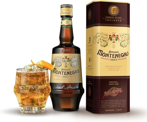 Amaro Montenegro 70 cl Giftpack - Italiano Bitter 23% Vol. Geschenkpackung mit Glas von Amaro Montenegro