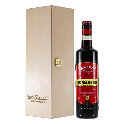 Amaro Romanzini Kräuterlikör mit Geschenk-Holzkiste von Amaro