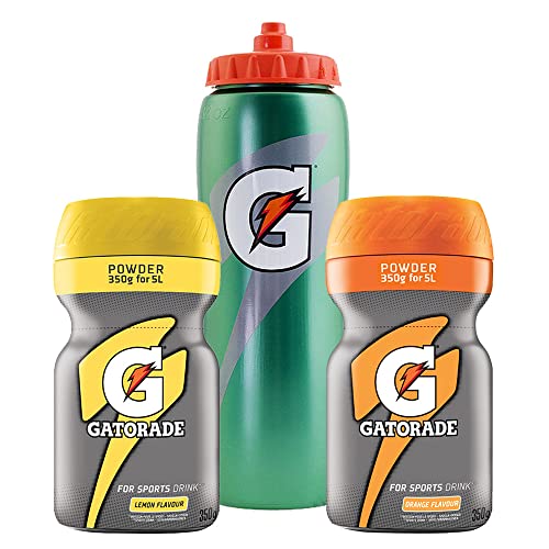 AmazingAmerica Gatorade Pulver Set - Je 350g Orange & Lemon Powder + Gatorade Flasche im Bundle - kalorienarmes Iso Drink Pulver für Sport & Freizeit - auch als Geschenk für Sportler geeignet von AmazingAmerica US Lebensmittel