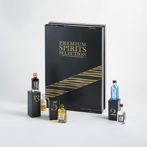 Premium Spirituosen Adventskalender | Whisky, Gin, Rum, Likör | 24 Miniaturflaschen inklusive Booklet mit Verkostungsnotizen | Limitierte Auflage von LAOSEP