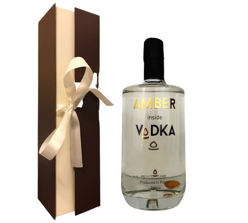 Geschenkidee Amber Vodka in edler Geschenkverpackung - Wodkaspezialität mit echtem Bernsteinstück - Zertifizierter Bernsteinwodka von Amber Vodka