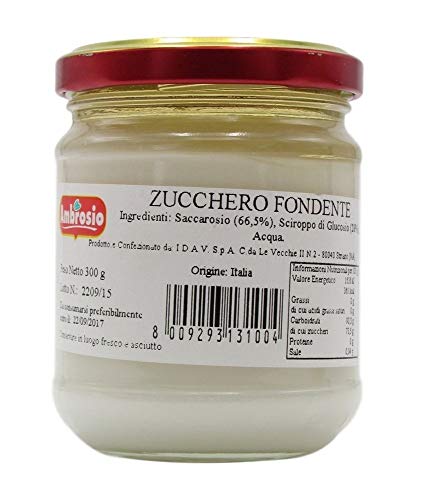 3x Ambrosio Zucchero Fondente Dunkler Zucker Kuchen zu beschichten glas 300g Gebäck Zutaten 100% Italienisches Produkt von Ambrosio